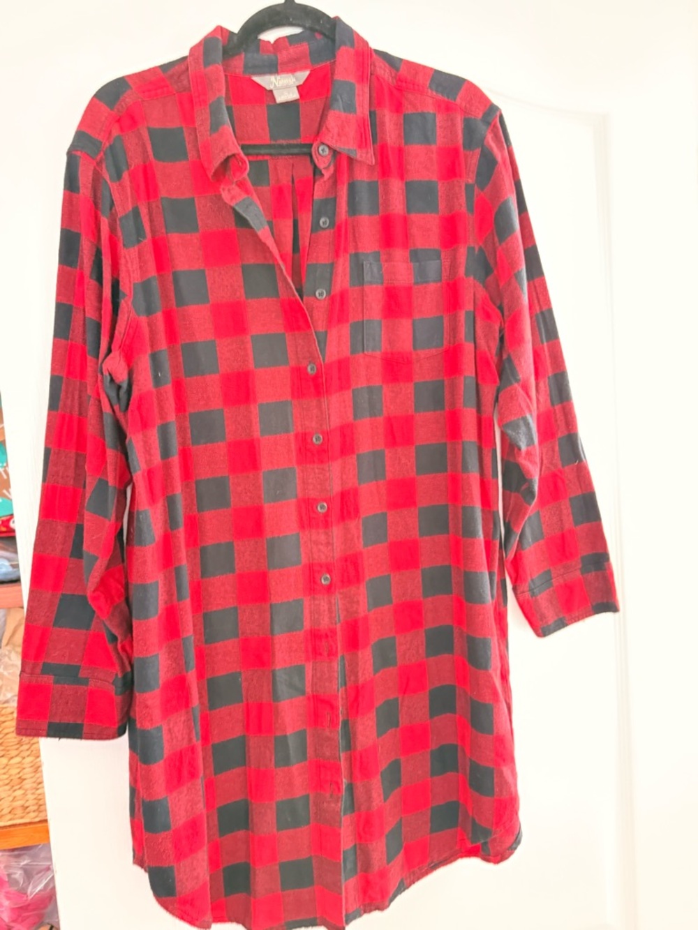 Natural Reflections Red and Black Plaid Button-Front Shirt
